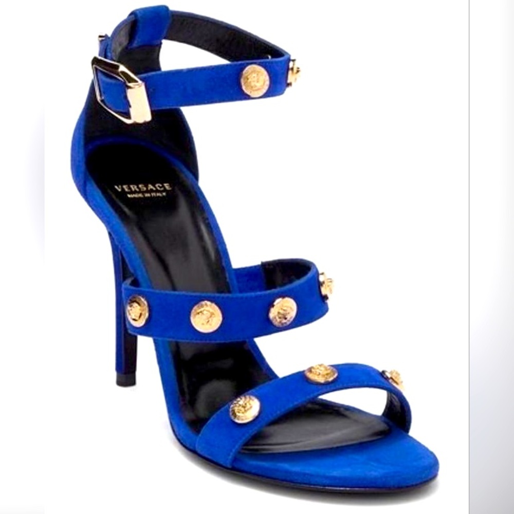 Versace Signature Gold Medusa Medallion Heels Size 36